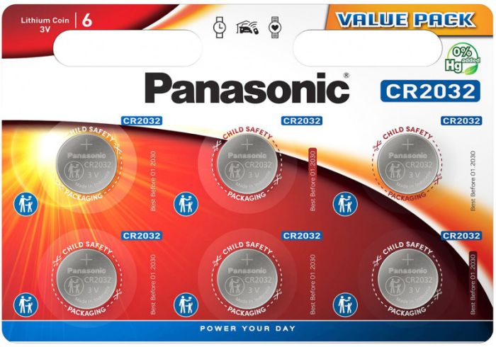Patarei Panasonic CR2032 6 tk/pakk