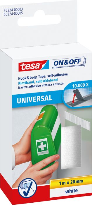 Takjateip tesa® On&Off Universal valge 1 m x 20 mm