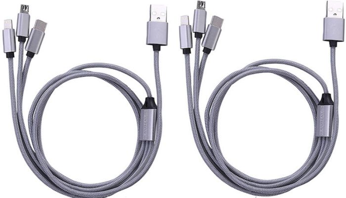 2 USB-laadimisjuhet Bauhaus 3in 1 Nylon 1 m