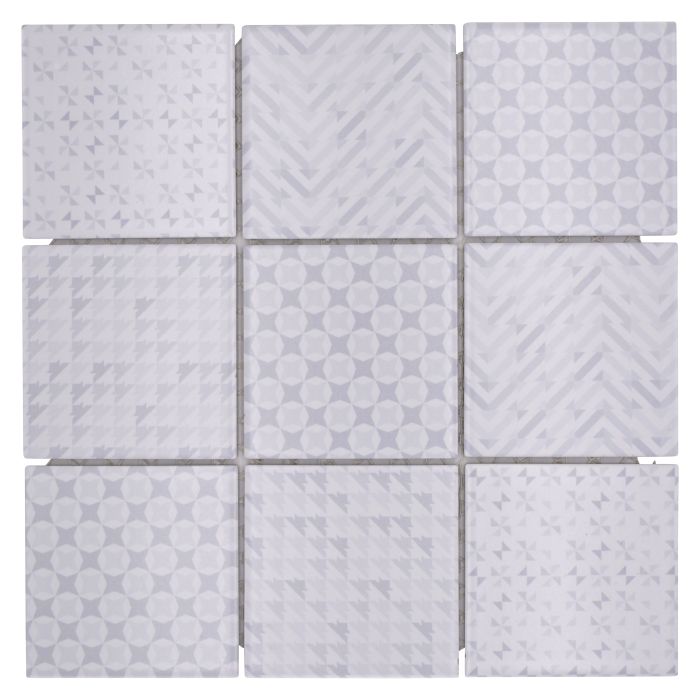 Mosaiik Quadrat Geo valge 30 x 30 cm