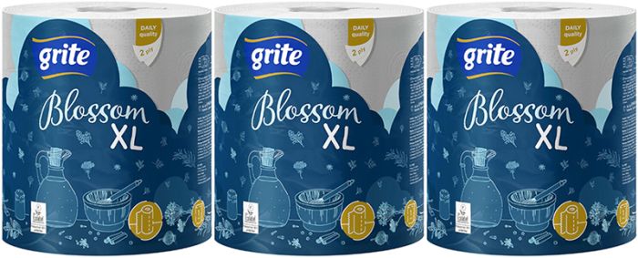 3 rulli Paberkäterätikuid Grite Blossom XL