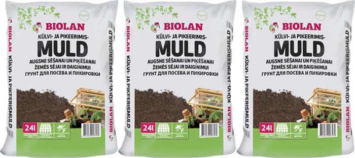 3 kotti Biolan külvi- ja pikeerimismulda 24 l