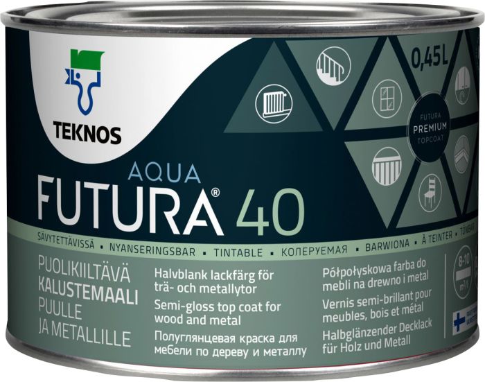 Mööblivärv Teknos Futura Aqua 40 PM1 valge 0,45l