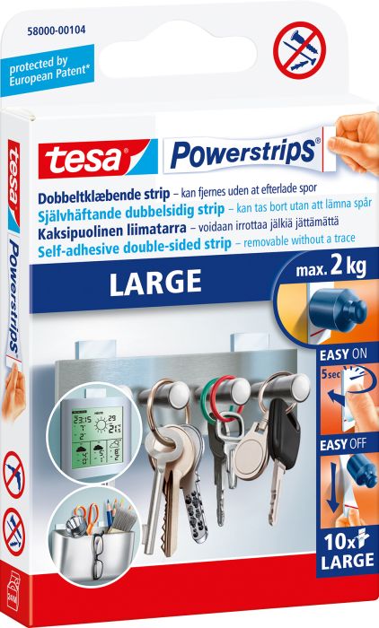 Kahepoolne kinnitusteip tesa®Powerstrips Large 10 tk