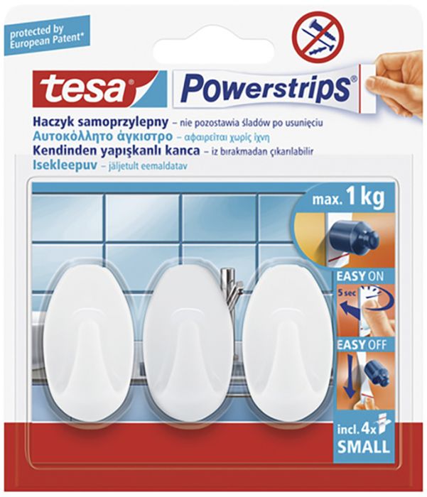 Nagi tesa® Powerstrips Oval valge 3 tk