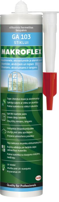 Klaasimis- ja kasvuhoonesilikoon Makroflex GA 103, värvitu 300 ml