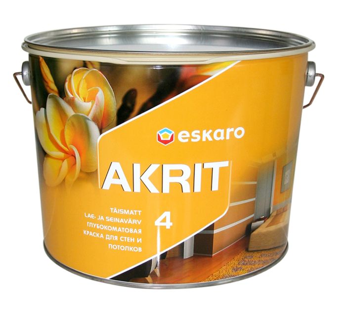 Lae- ja seinavärv Eskaro Akrit 4 A valge 9,5 l