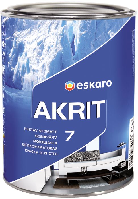 Seinavärv Eskaro Akrit 7 A valge 0,95 l