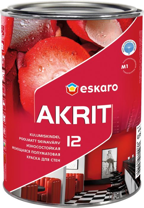 Seinavärv Eskaro Akrit 12 A valge 0,95 l