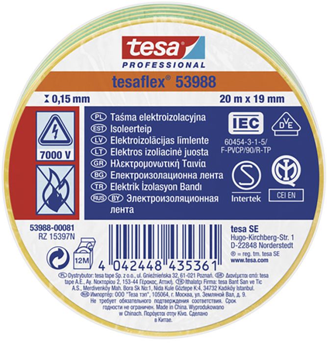 Isoleerteip tesa® Professional Tesaflex 20 m x 19 mm, Koro