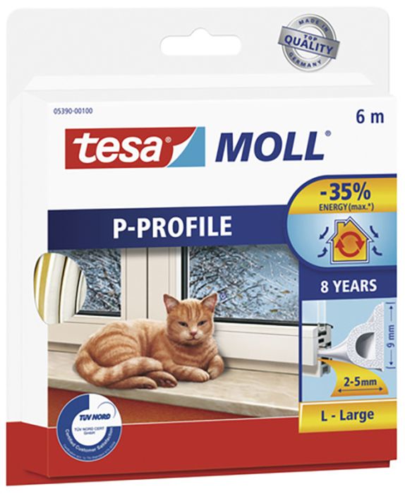 Kummitihend tesa® Moll P-Profile 6 m valge