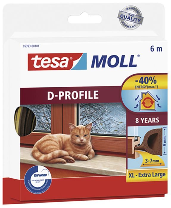 Kummitihend tesa® Moll D-profile 6 m pruun