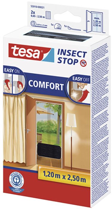 Putukavõrk uksele tesa® Insect Stop Comfort 2 x 0,65 x 2,5 m, must