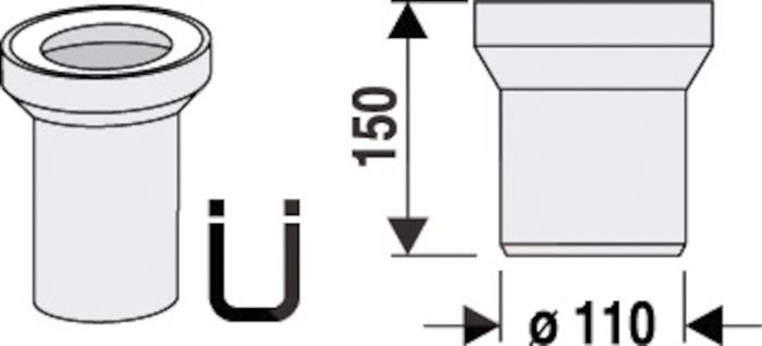 WC ühendustoru Sanit 150 mm