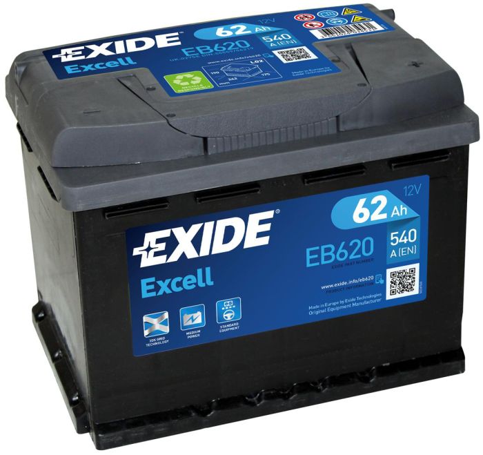 Autoaku Exide Excell 62 Ah 540 A -+