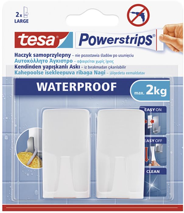 Nagi tesa® Powerstrips Waterproof valge 2 tk