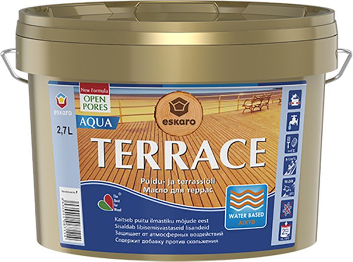 Puidu- ja terrassiõli Eskaro Terrace Aqua pruun 2,7 l