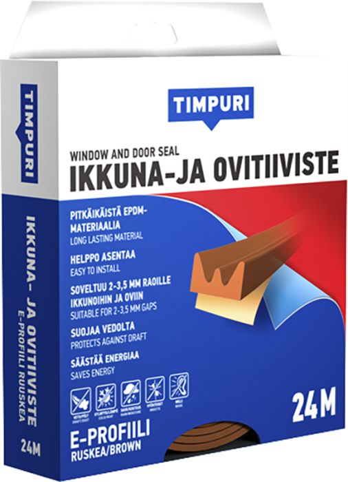 Akna- ja uksetihend Timpuri E-profiil, pruun