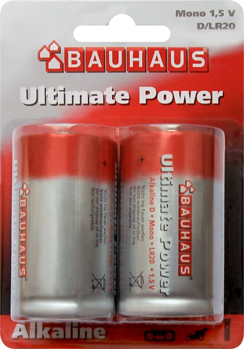 Patareid Bauhaus Ultimate Power D/LR20, 1,5 V 2 tk