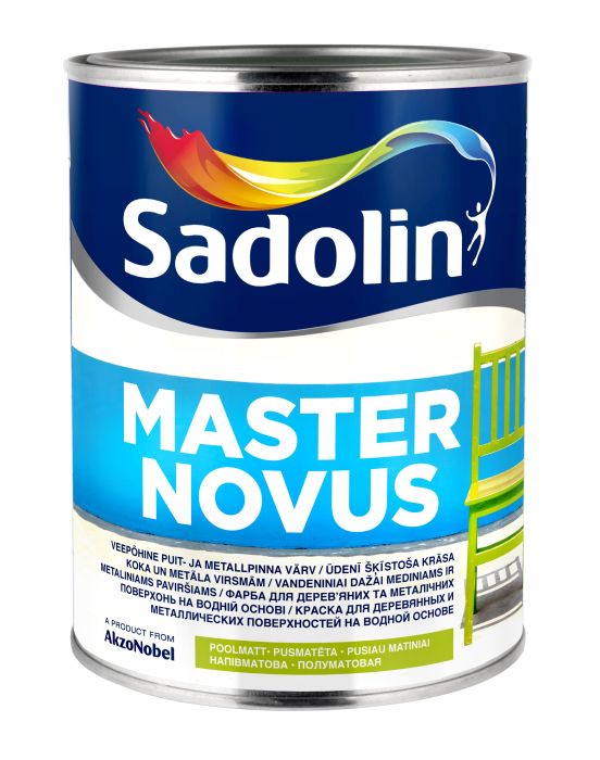 Puit- ja metallpinna värv Sadolin Master Novus BW poolmatt valge 1 l