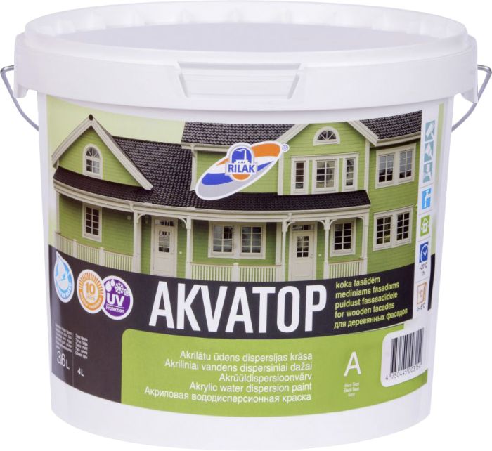 Puitfassaadivärv Akvatop 3,6 l, must