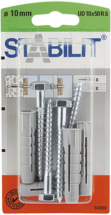 Kruvide ja tüüblite komplekt 10 x 50 mm