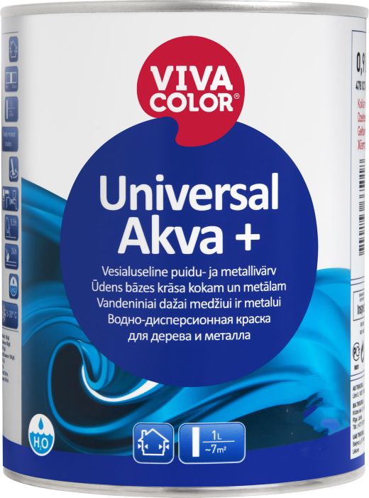 Veepõhine akrülaatvärv Universal Akva +, 0,9 l