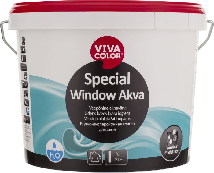 Aknavärv Vivacolor Special Window Akva A valge 3 l