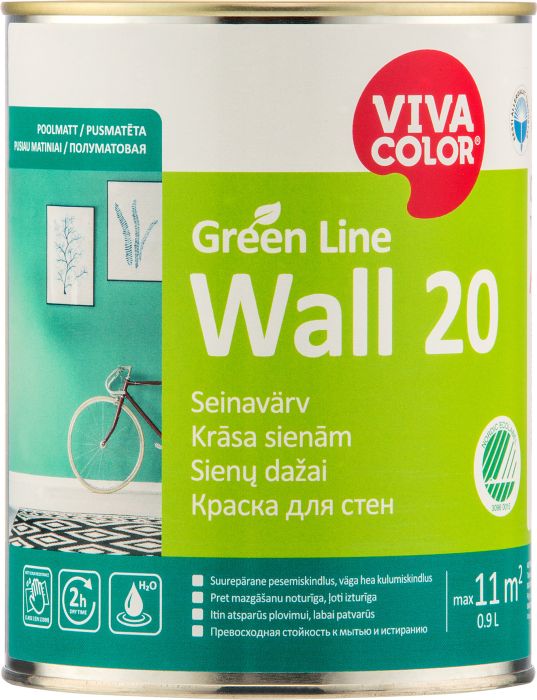 Seinavärv Vivacolor Green Line Wall 20 A poolmatt valge