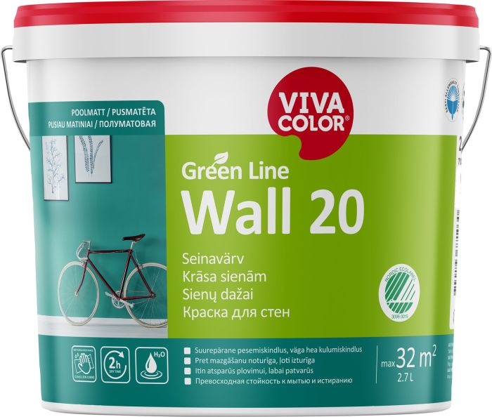 Seinavärv Vivacolor Green Line Wall 20, poolmatt