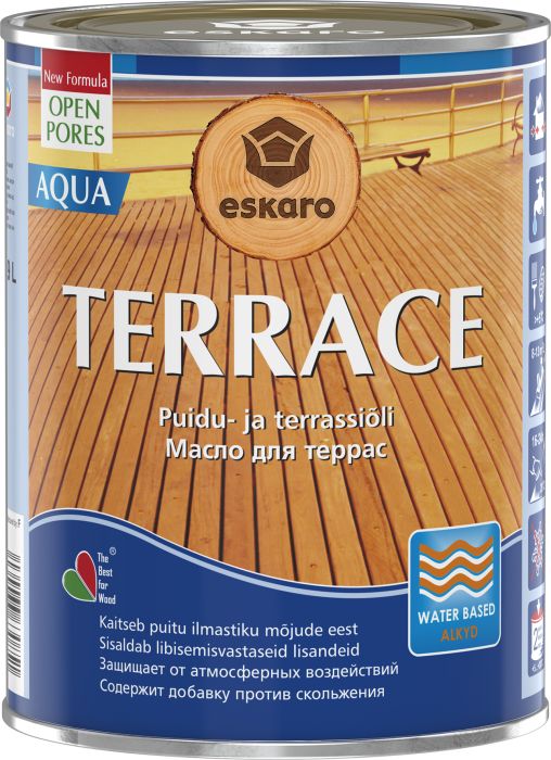 Puidu- ja terrassiõli Eskaro Terrace Aqua värvitu 0,9 l