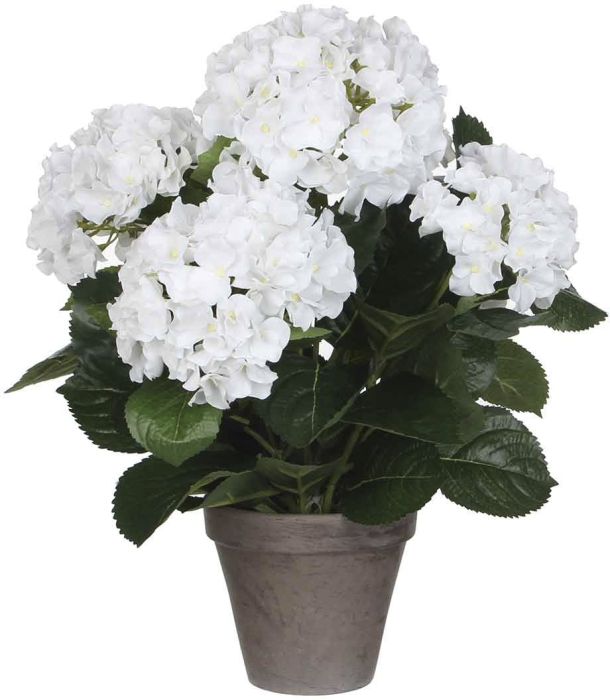 Kunstlill hortensia potis Ø 13,5 cm, valge