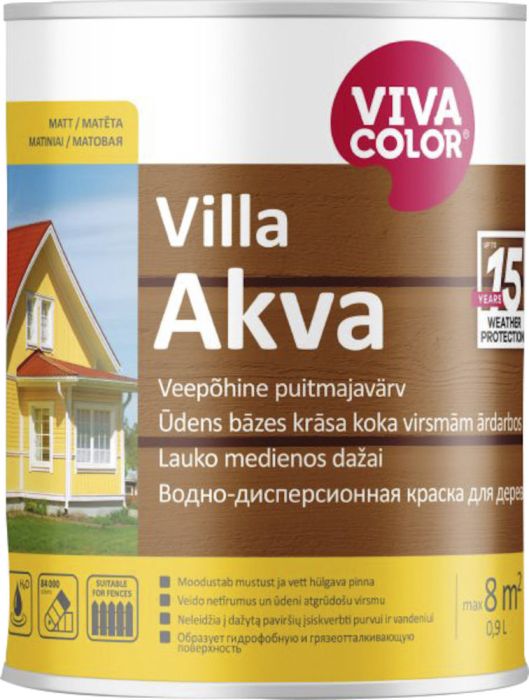 Puitmajavärv Vivacolor Villa Akva 0,9 l, värvitu