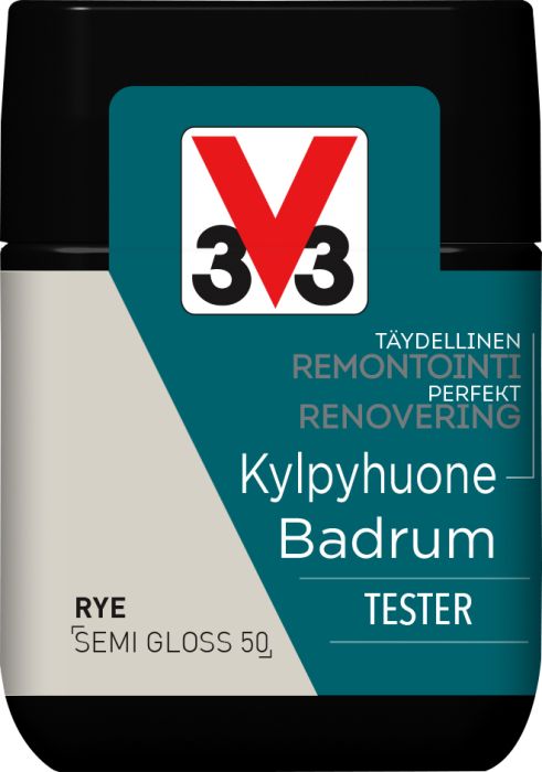 Keraamiliste plaatide värv V33 Kylpyhuone Rye tester