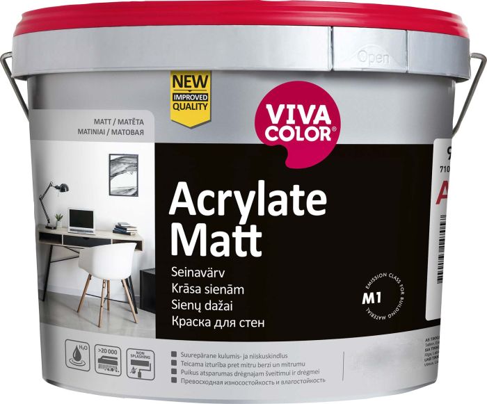 Seinavärv Vivacolor Acrylate Matt A valge 2,7 l