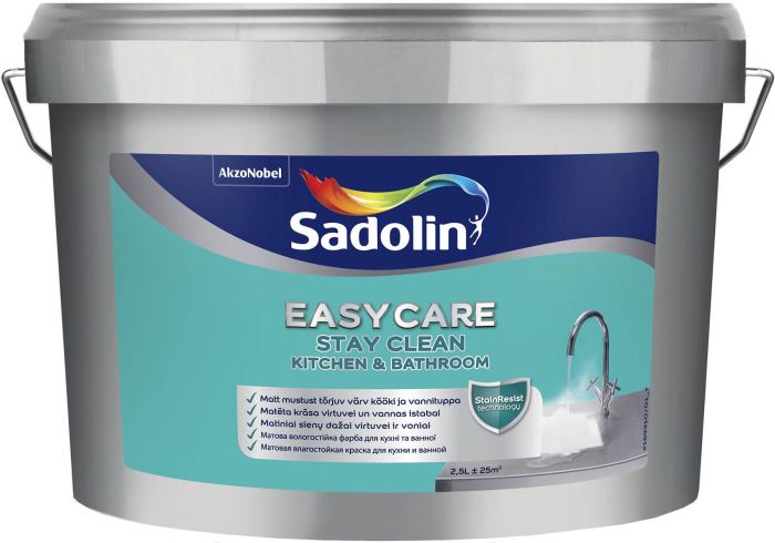 Köögi- ja vannitoa seinavärv Sadolin EasyCare Kitchen & Bathroom BW valge 2,5 l