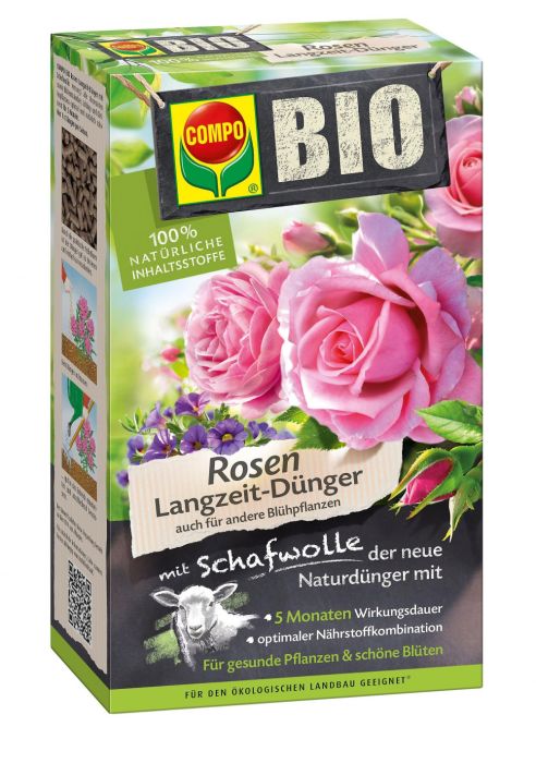 BIO pikaajaline roosiväetis lambavillaga Compo 750g