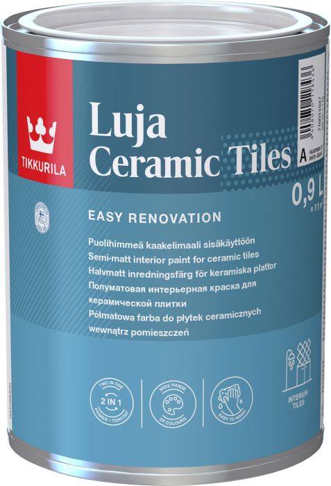 Keraamiliste plaatide värv Tikkurila Luja Ceramic Tiles A valge