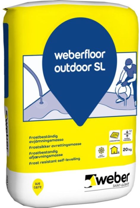 Isevalguv tasandussegu välistingimustesse weberfloor outdoor SL 20 kg