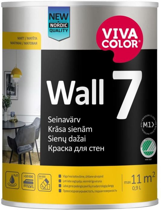 Seinavärv Vivacolor Wall 7 A valge 0,9 l