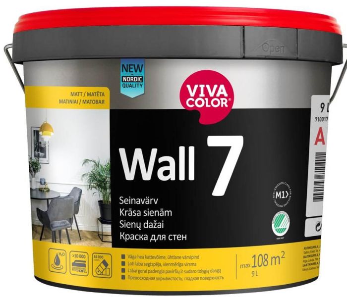 Seinavärv Vivacolor Wall 7 A A valge 9 l