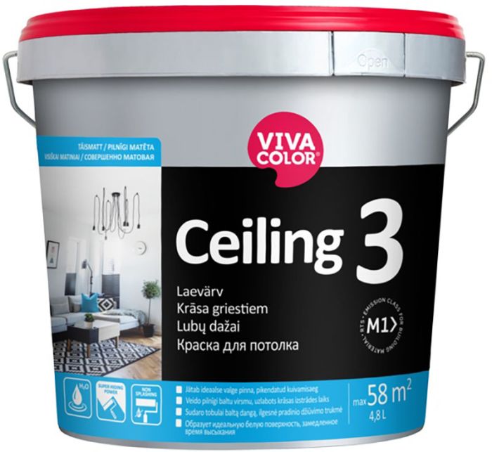 Laevärv Vivacolor Ceiling 3 AP valge 4,8 l