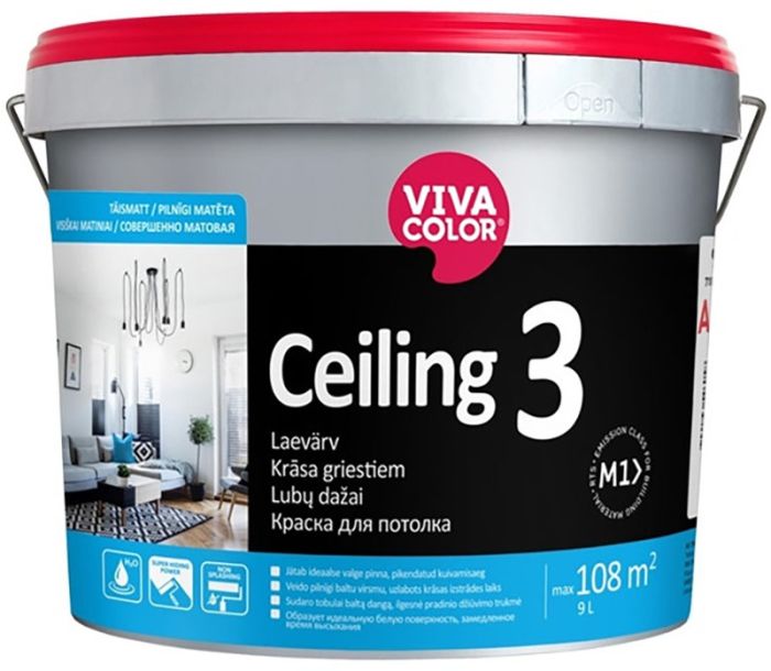 Laevärv Vivacolor Ceiling 3 AP valge 9 l