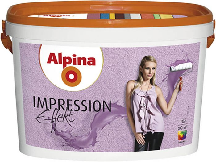 Struktuurvärv Alpina suureteraline Effekt Impression Base 10 l, valge