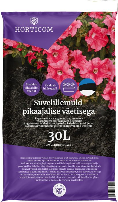 Suvelillemuld pikaajalise väetisega Horticom 30 l