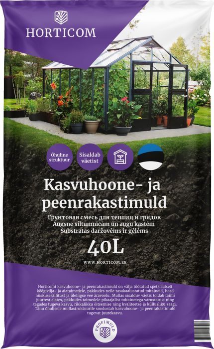 Kasvuhoone- ja peenrakastimuld Horticom 40 l