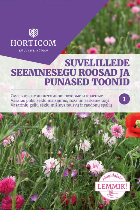 Suvelillede seemnesegu roosad ja punased toonid Horticom 0,75 g