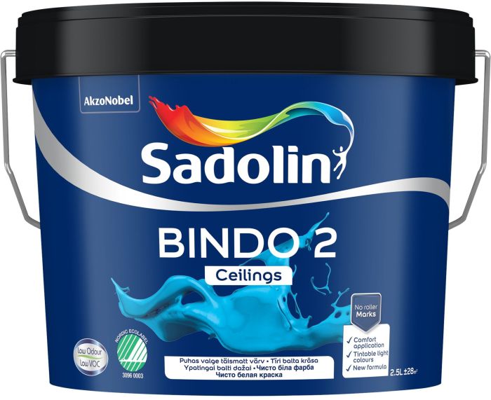 Laevärv Sadolin Bindo 2 BW valge täismatt 2,5 l