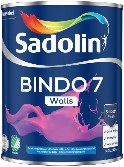 Seinavärv Bindo 7 Sadolin BW 0,9 l, valge