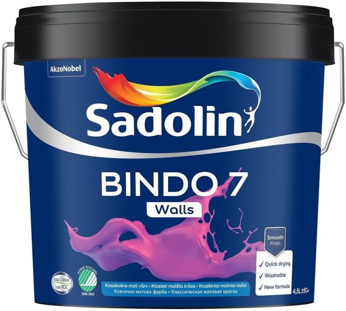 Seinavärv Bindo 7 Sadolin BW 4,5 l, valge